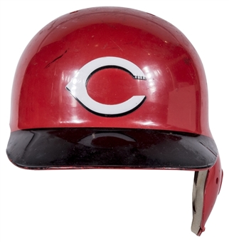 1999 Barry Larkin Game Used Cincinnati Reds Batting Helmet - Heavy Use (J.T. Sports)	